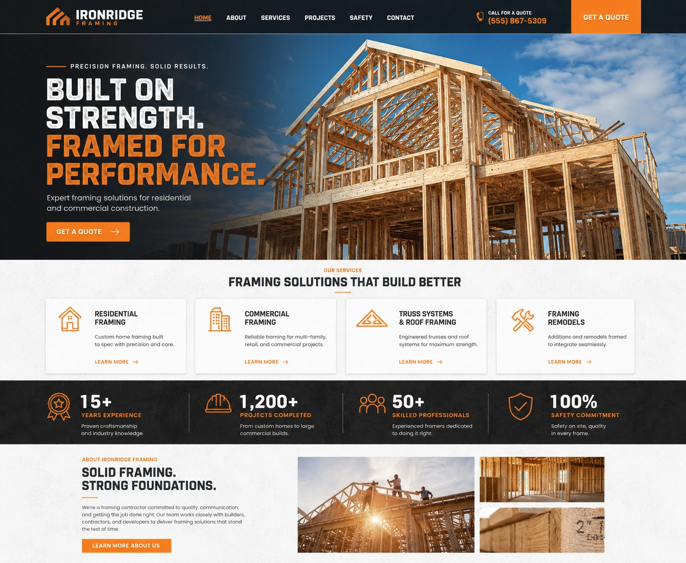 Premium construction website design preview