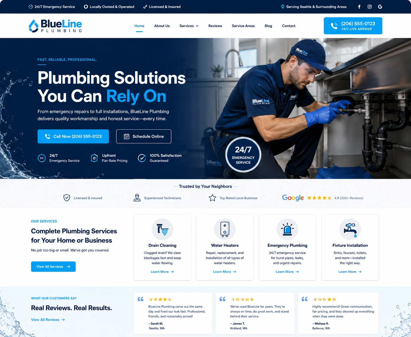Premium plumbing website design preview