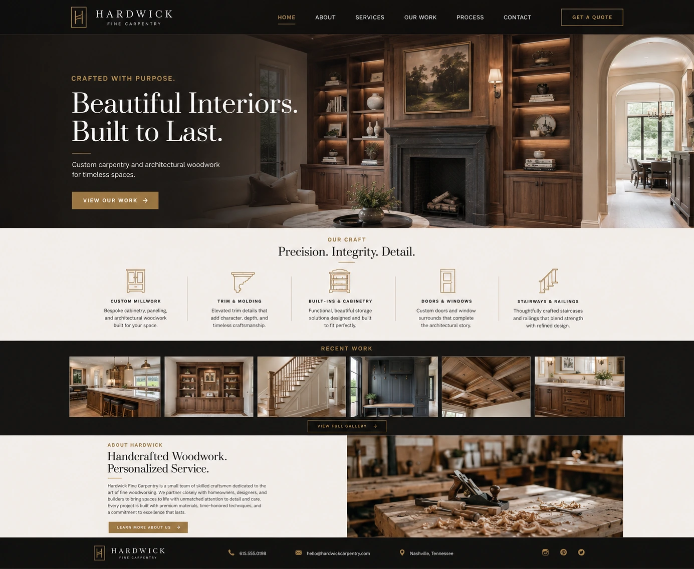 Premium fine carpentry website design preview