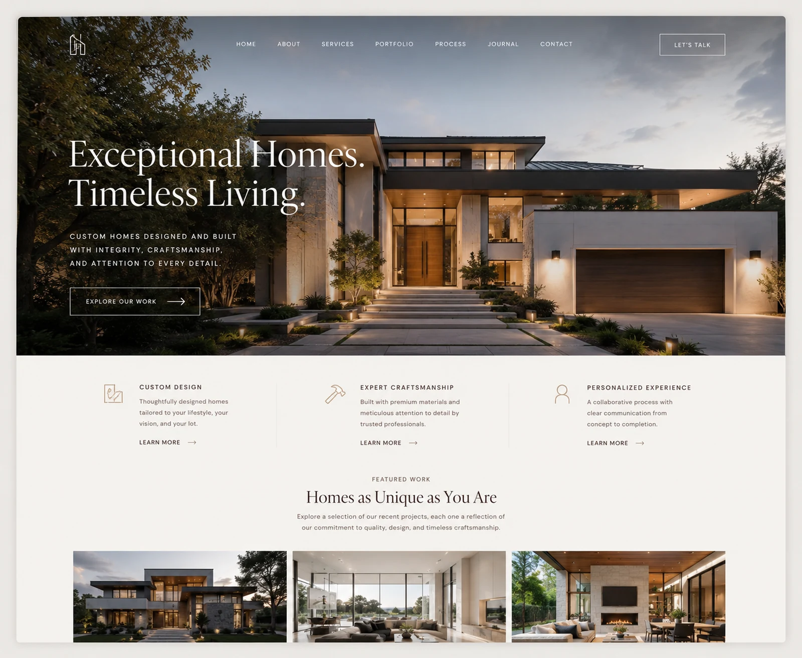Premium custom home builder and realty website design preview